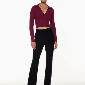 Babaton sculpt knit long sleeve polo